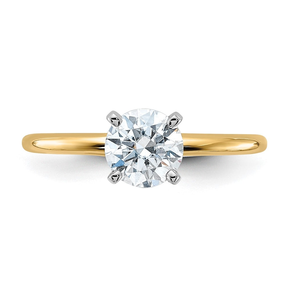 14k Two-tone 3/4 carat Certified Lab Grown Diamond VS/SI+ G+ Round Complete Solitaire Engagement Ring