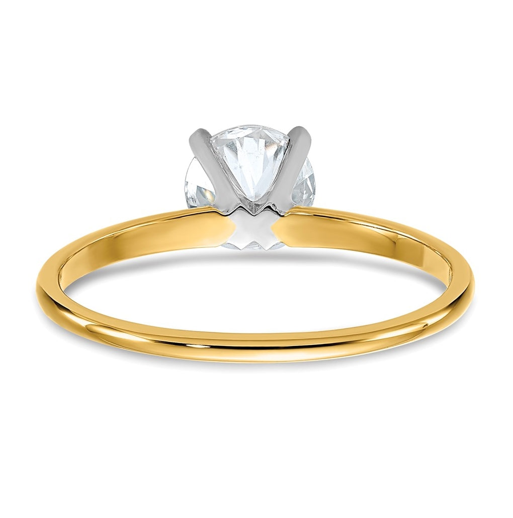 14k Two-tone 3/4 carat Certified Lab Grown Diamond VS+ F+ Round Complete Solitaire Engagement Ring