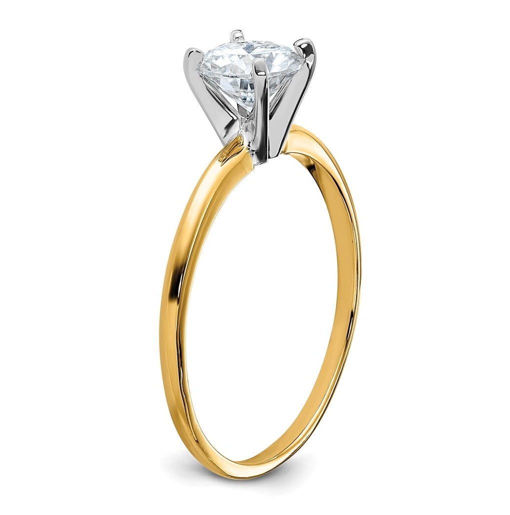 14k Two-tone 3/4 carat Certified Lab Grown Diamond VS/SI+ G+ Round Complete Solitaire Engagement Ring