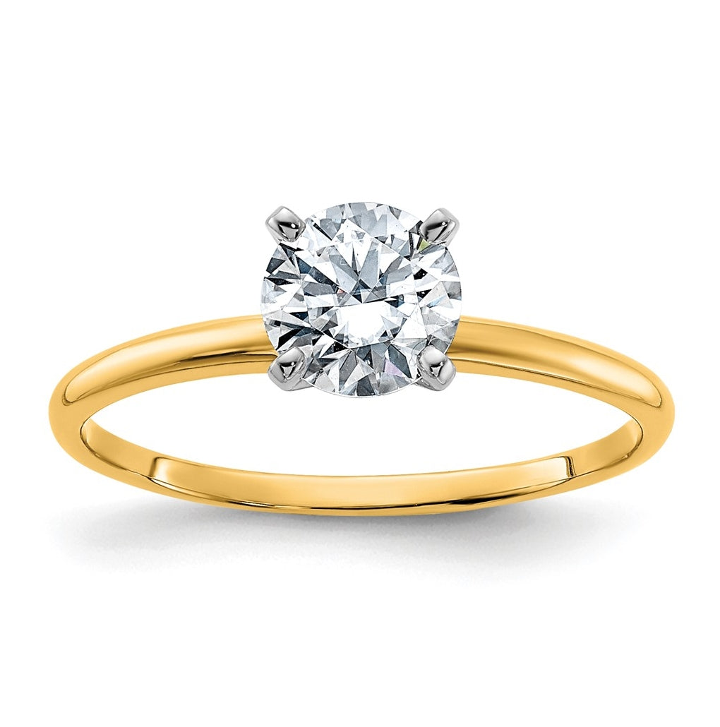 14k Two-tone 3/4 carat Certified Lab Grown Diamond VS/SI+ G+ Round Complete Solitaire Engagement Ring