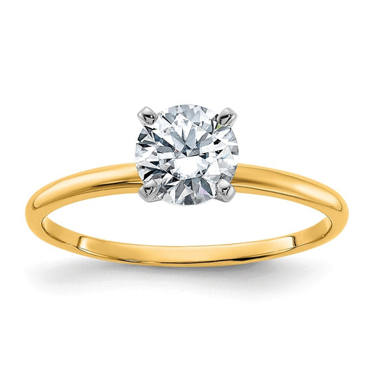 14k Two-tone 3/4 carat Lab Grown Diamond VS/SI+ G+ Round Complete Solitaire Engagement Ring