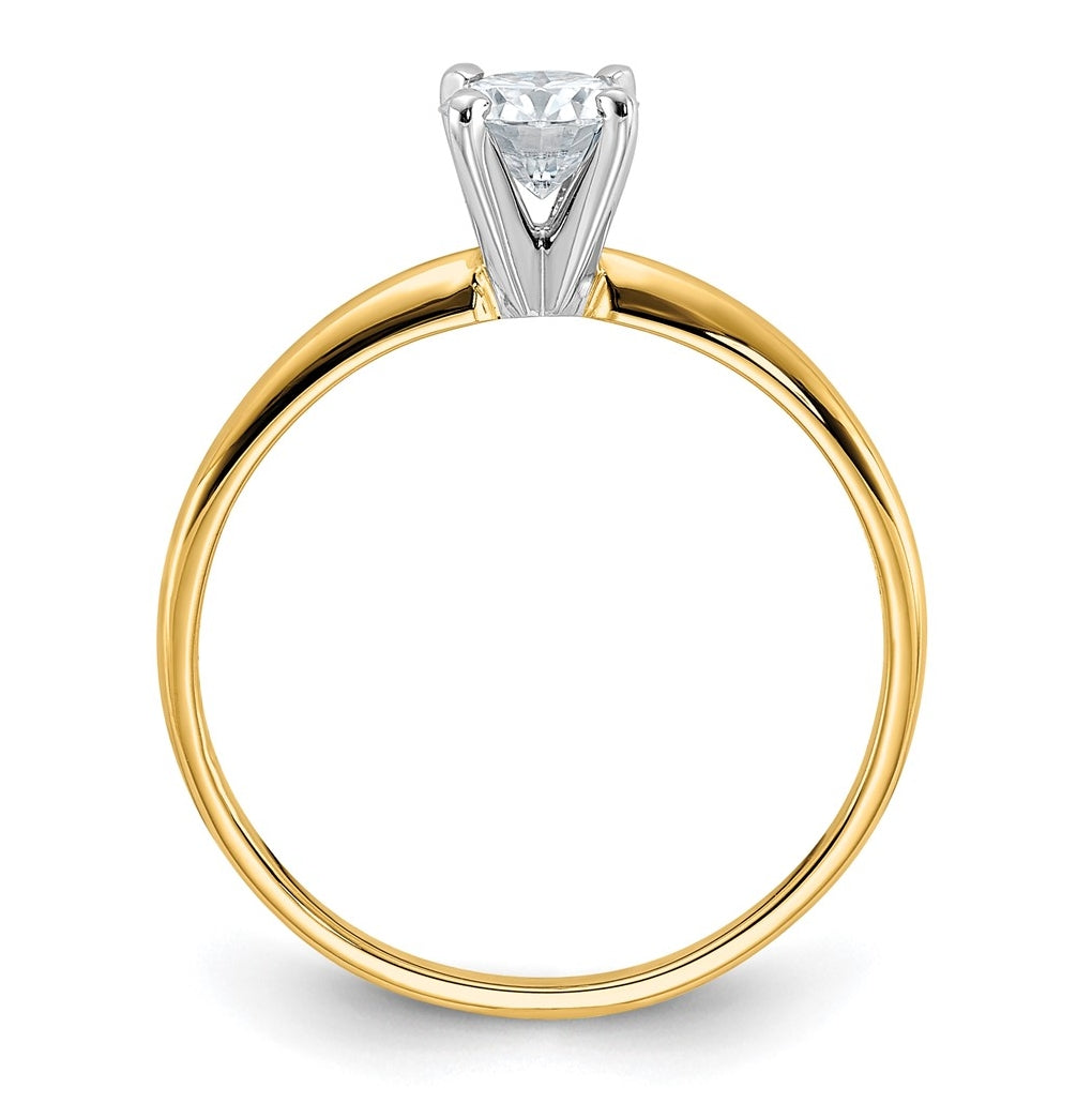 14k Two-tone 1/2 carat Certified Lab Grown Diamond VS/SI+ G+ Round Complete Solitaire Engagement Ring