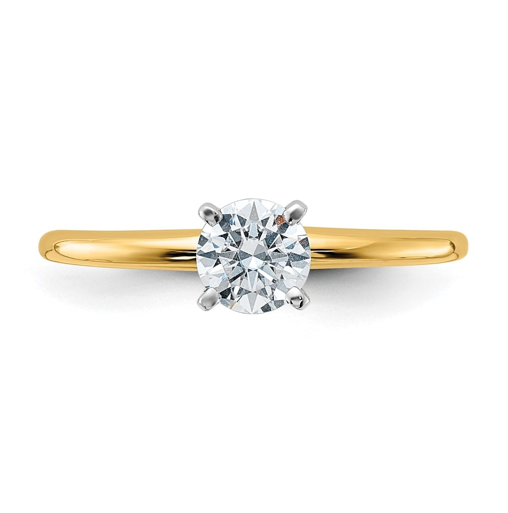 14k Two-tone 1/2 carat Certified Lab Grown Diamond VS+ F+ Round Complete Solitaire Engagement Ring