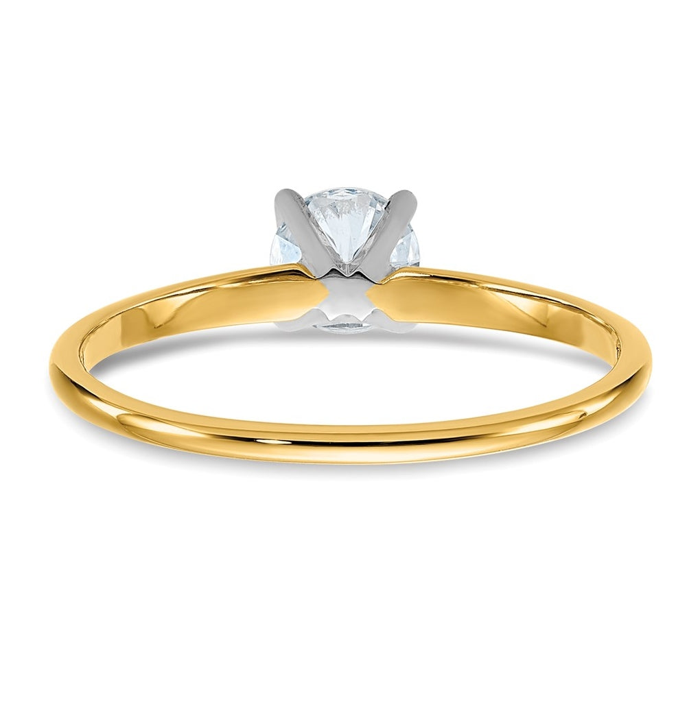 14k Two-tone 1/2 carat Certified Lab Grown Diamond VS/SI+ G+ Round Complete Solitaire Engagement Ring