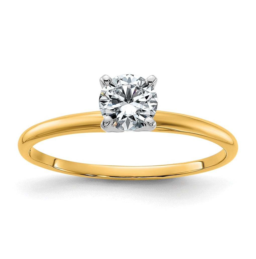 14k Two-tone 1/2 carat Certified Lab Grown Diamond VS/SI+ G+ Round Complete Solitaire Engagement Ring