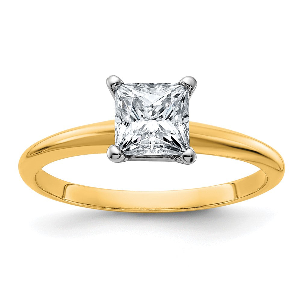 14K Yellow Gold 1ct. G H I True Light Princess Moissanite Solitaire Ring