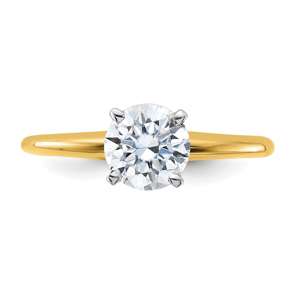 14k Two-tone 1 carat Lab Grown Diamond VS+ F+ Round Complete Solitaire Engagement Ring