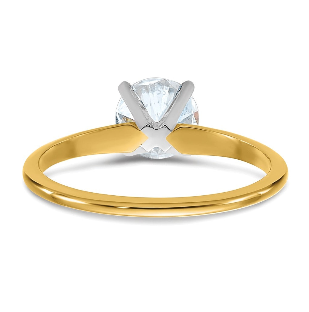 14k Two-tone 1 carat Certified Lab Grown Diamond VS+ F+ Round Complete Solitaire Engagement Ring