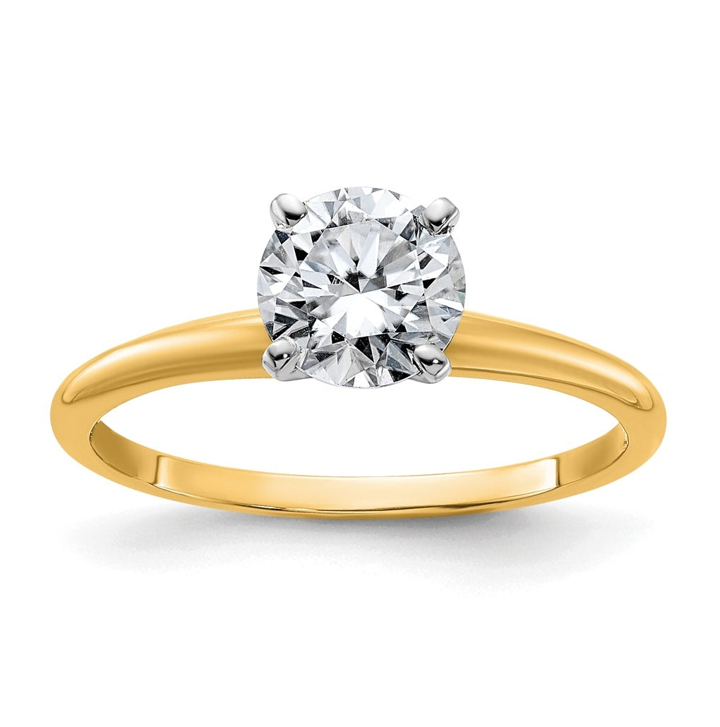 14k Two-tone 1 carat Lab Grown Diamond VS/SI+ G+ Round Complete Solitaire Engagement Ring
