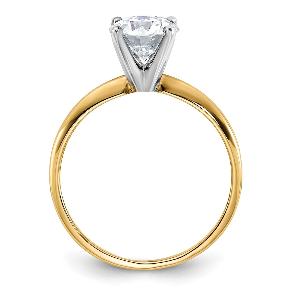 14k Two-tone 1 3/4 carat Certified Lab Grown Diamond VS/SI+ G+ Round Complete Solitaire Engagement Ring