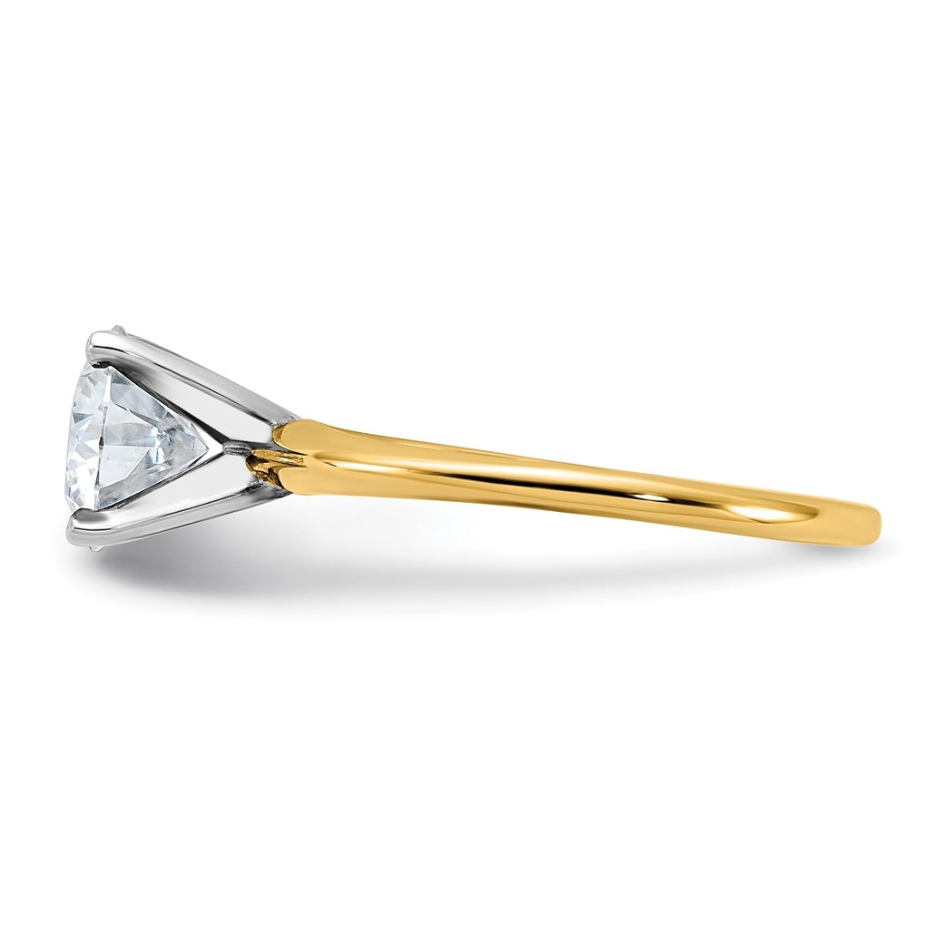 14k Two-tone 1 3/4 carat Certified Lab Grown Diamond VS/SI+ G+ Round Complete Solitaire Engagement Ring