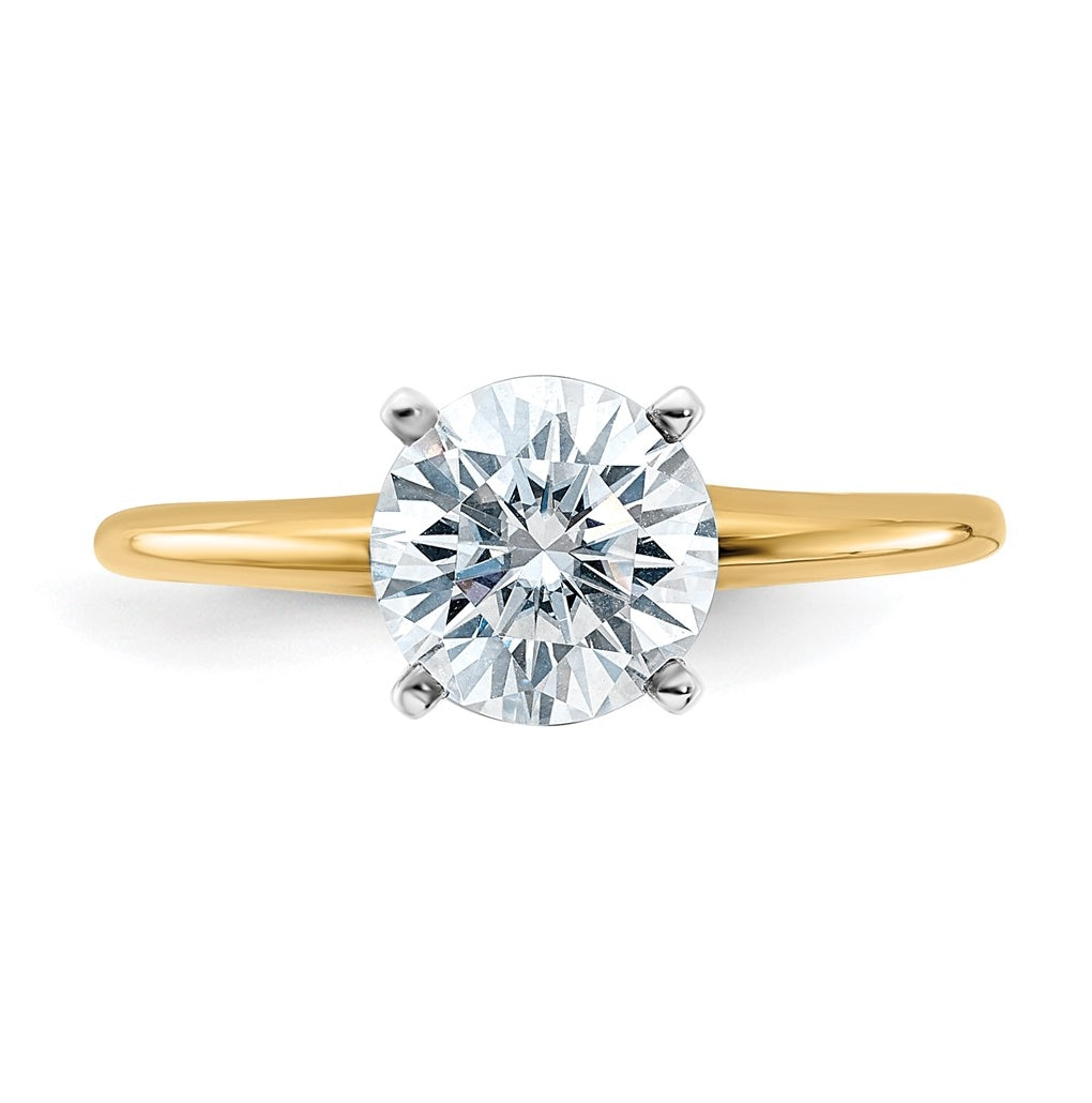 14k Two-tone 1 3/4 carat Certified Lab Grown Diamond VS/SI+ G+ Round Complete Solitaire Engagement Ring