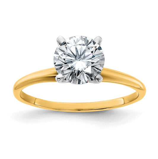 14k Two-tone 1 3/4 carat Lab Grown Diamond VS/SI+ G+ Round Complete Solitaire Engagement Ring