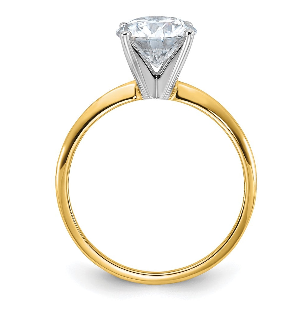 14k Two-tone 2 carat Certified Lab Grown Diamond VS+ F+ Round Complete Solitaire Engagement Ring