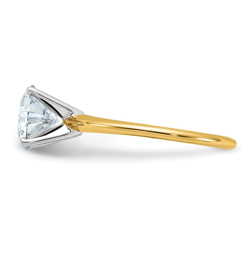 14k Two-tone 2 carat Certified Lab Grown Diamond VS/SI+ G+ Round Complete Solitaire Engagement Ring