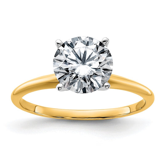 14k Two-tone 2 carat Lab Grown Diamond VS+ F+ Round Complete Solitaire Engagement Ring