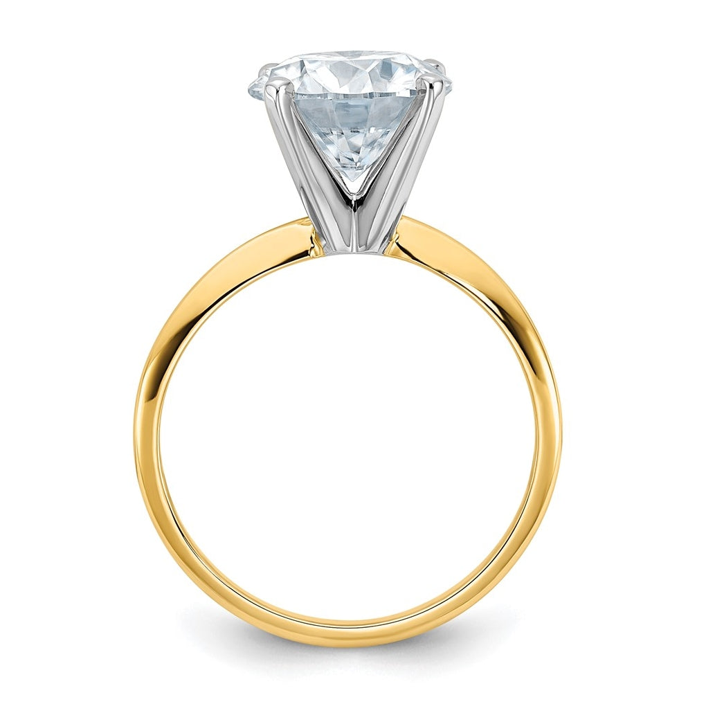 14k Two-tone 3 carat Lab Grown Diamond VS/SI+ G+ Round Complete Solitaire Engagement Ring