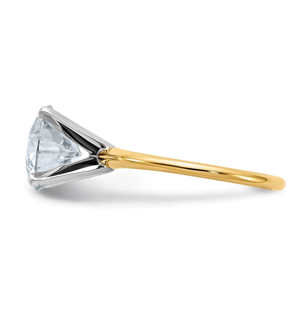 14k Two-tone 3 carat Certified Lab Grown Diamond VS/SI+ G+ Round Complete Solitaire Engagement Ring