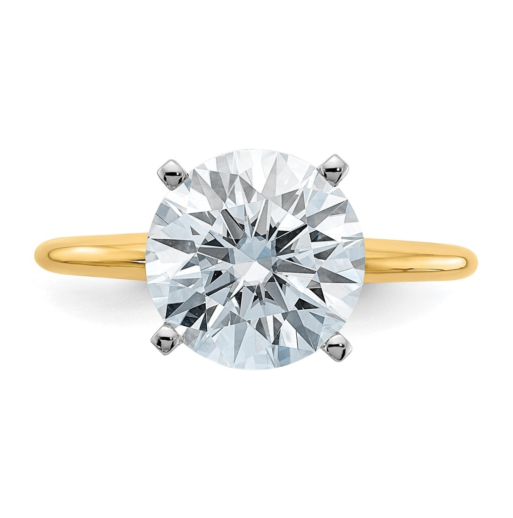 14k Two-tone 3 carat Lab Grown Diamond VS/SI+ G+ Round Complete Solitaire Engagement Ring