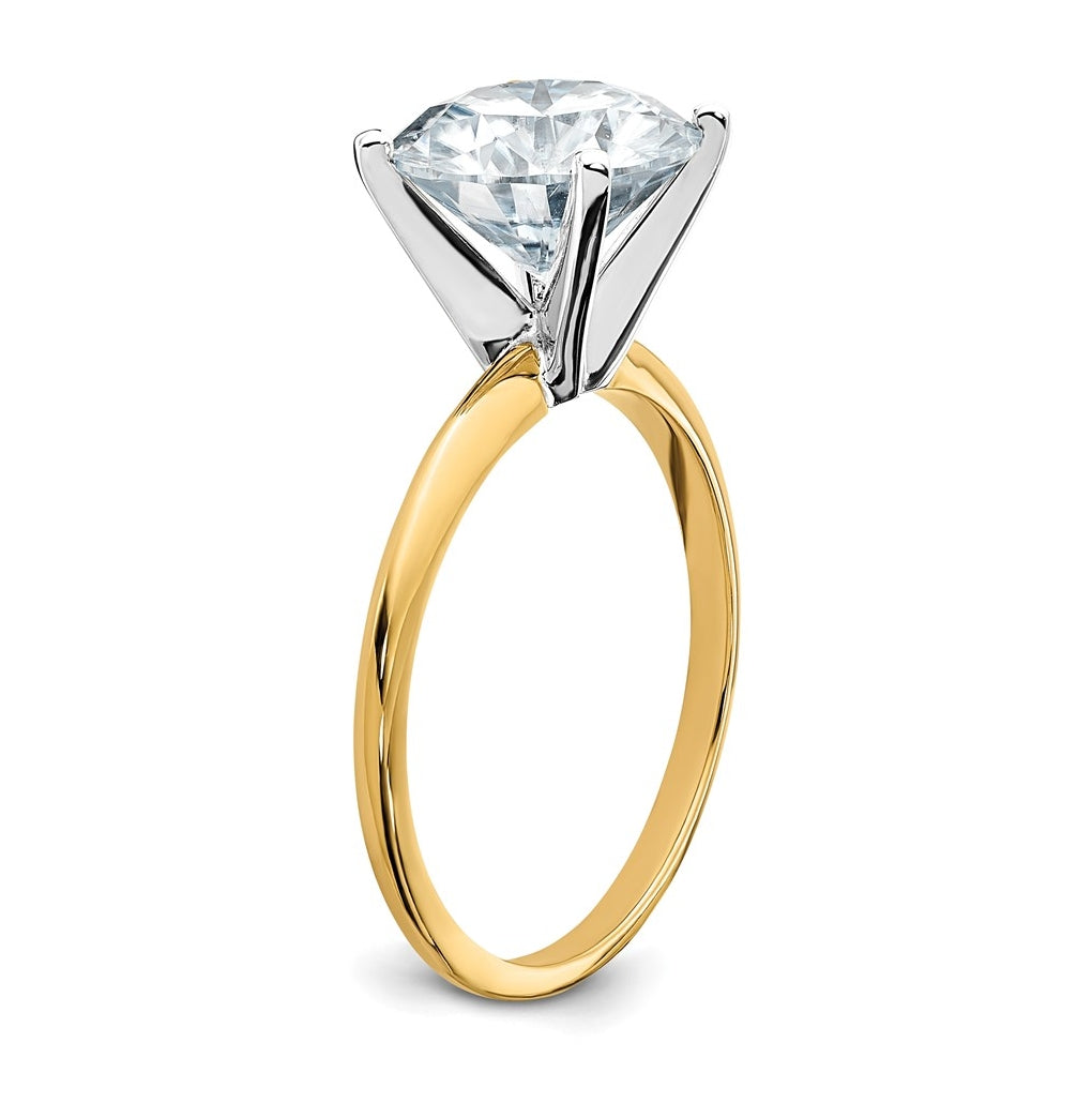 14k Two-tone 3 carat Lab Grown Diamond VS/SI+ G+ Round Complete Solitaire Engagement Ring