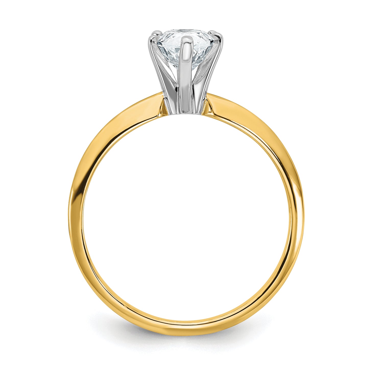 14K Yellow Gold 7/8ct. D E F Pure Light Pear Moissanite Solitaire Ring, Size 7