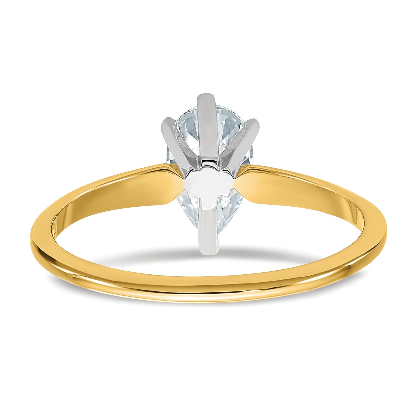 14K Yellow Gold 7/8ct. D E F Pure Light Pear Moissanite Solitaire Ring, Size 6