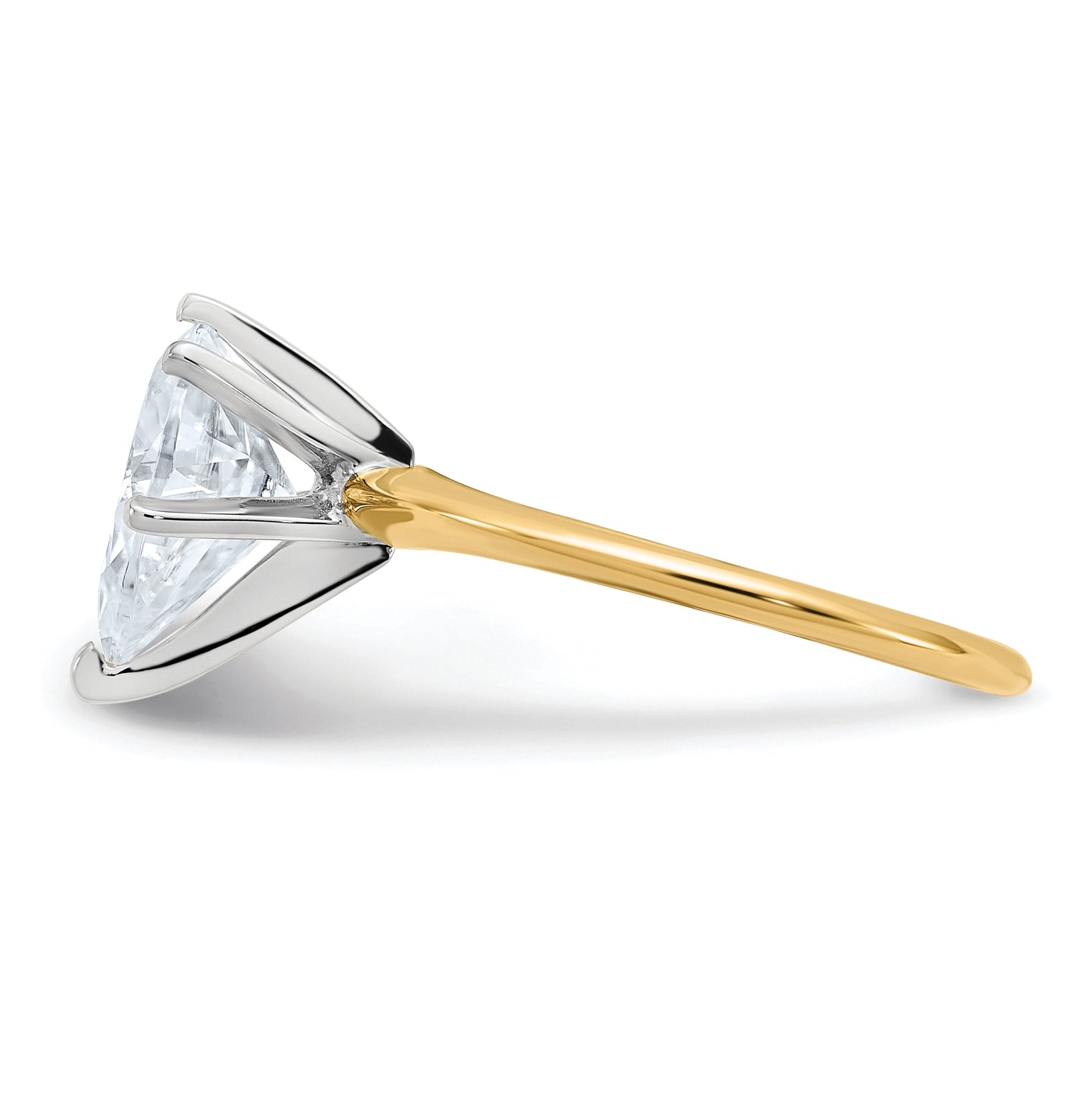 14K Yellow Gold 2ct. D E F Pure Light Pear Moissanite Solitaire Ring, Size 8