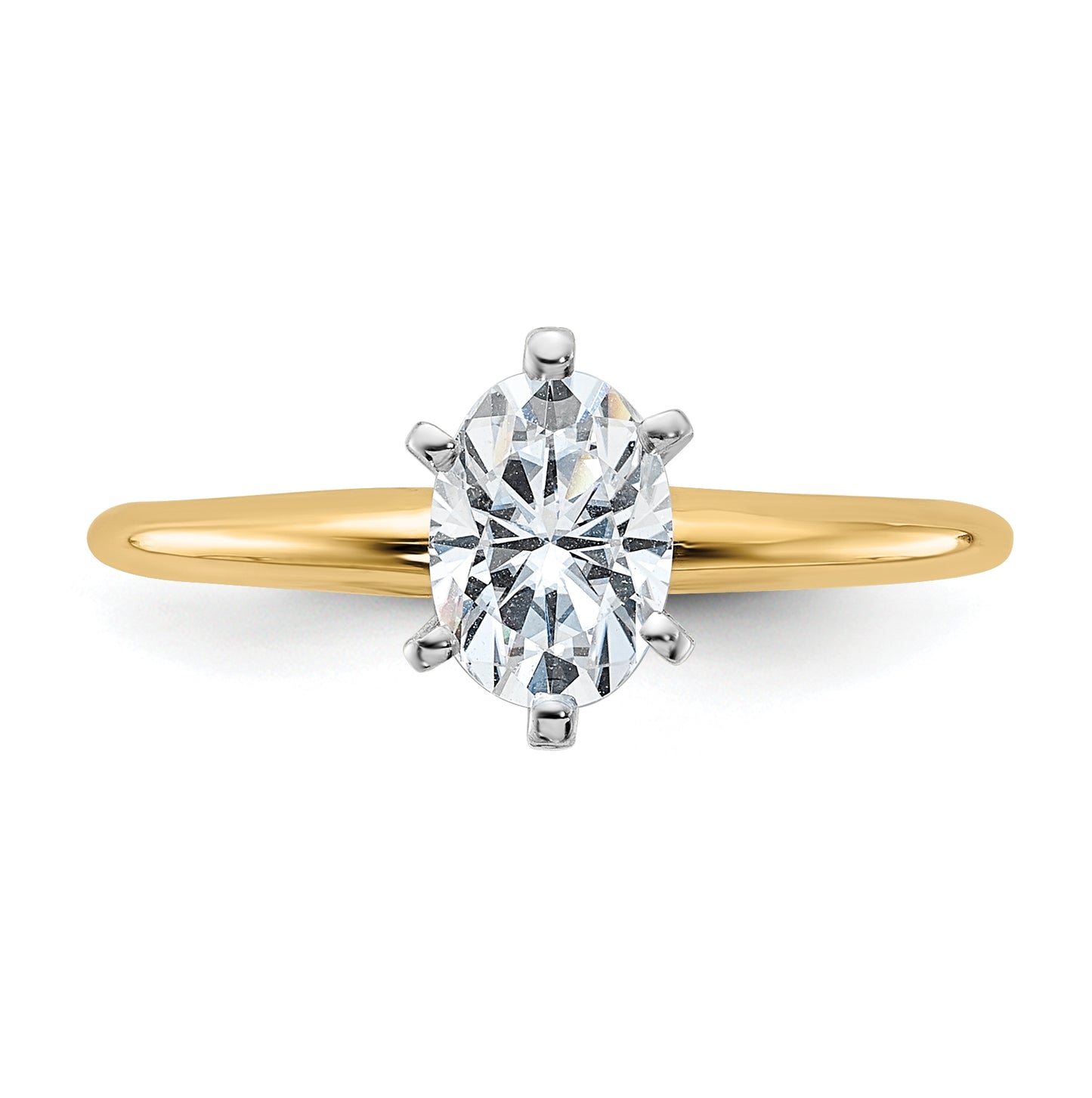 14K Yellow Gold 7/8ct. D E F Pure Light Oval Moissanite Solitaire Ring, Size 8