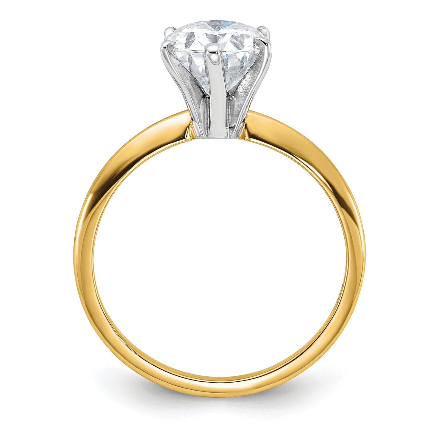 14K Yellow Gold 2ct. D E F Pure Light Oval Moissanite Solitaire Ring, Size 5