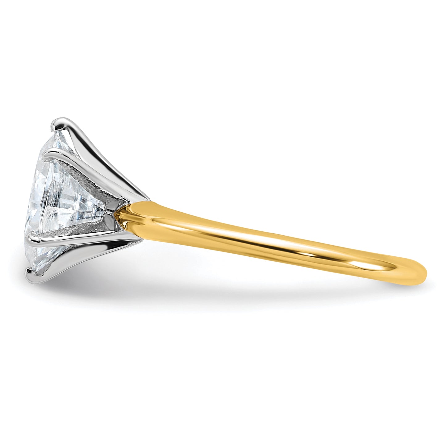 14K Yellow Gold 2ct. D E F Pure Light Oval Moissanite Solitaire Ring, Size 5