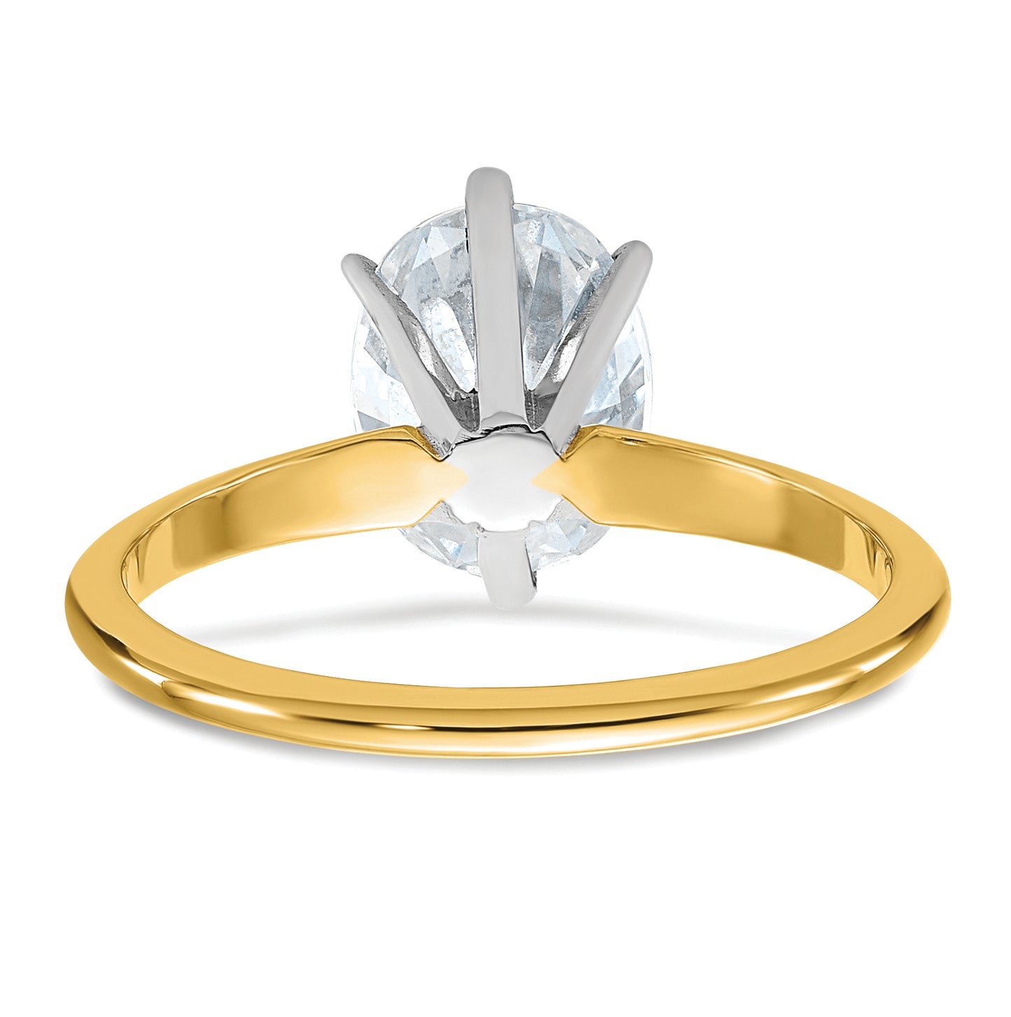 14K Yellow Gold 2ct. D E F Pure Light Oval Moissanite Solitaire Ring, Size 5