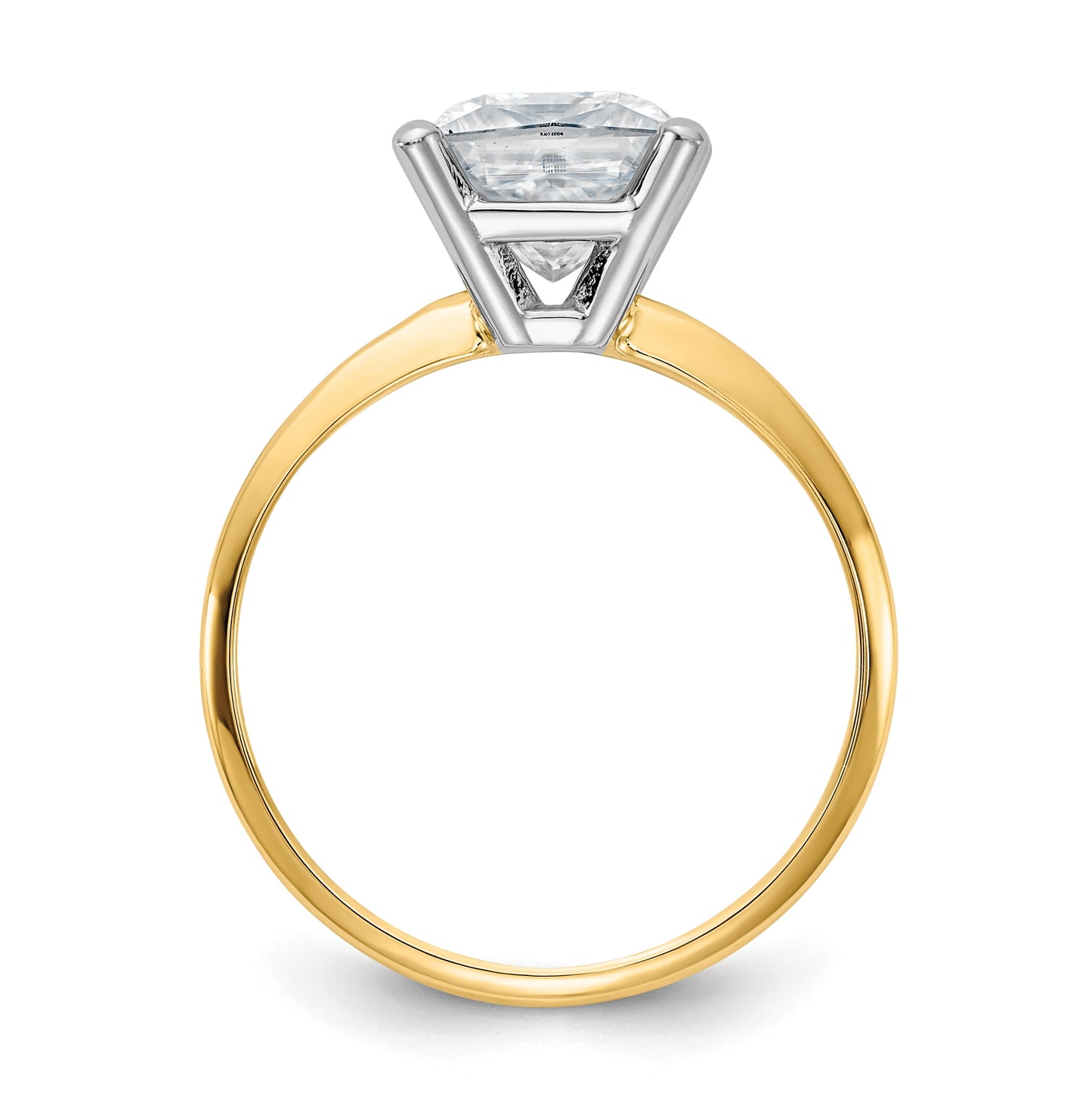 14K Yellow Gold 2ct. D E F Pure Light Princess Moissanite Solitaire Ring, Size 7