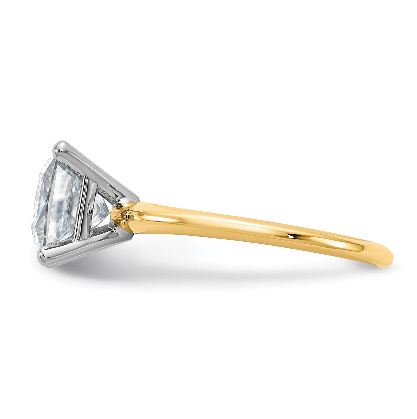 14K Yellow Gold 2ct. D E F Pure Light Princess Moissanite Solitaire Ring, Size 7