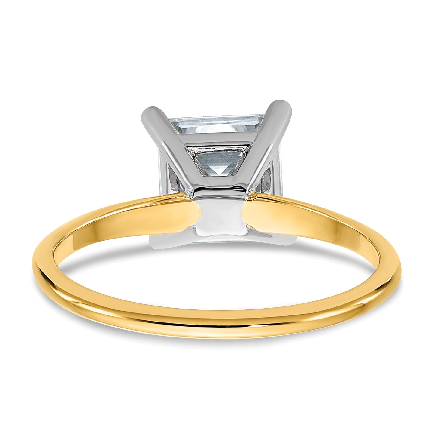 14K Yellow Gold 2ct. D E F Pure Light Princess Moissanite Solitaire Ring, Size 7