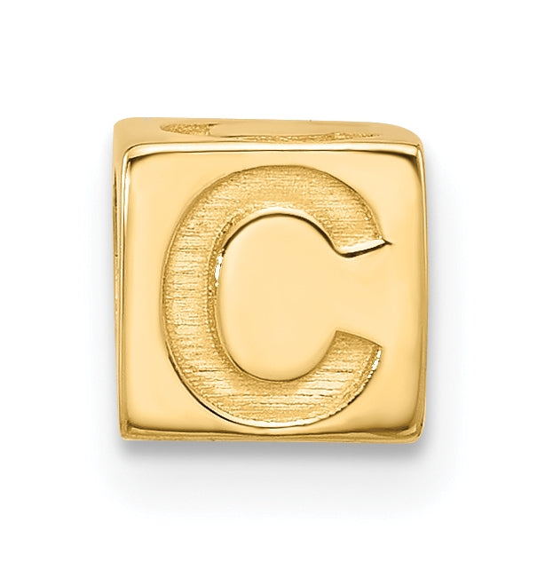 14K Yellow Gold Alphabet Bead Letter
