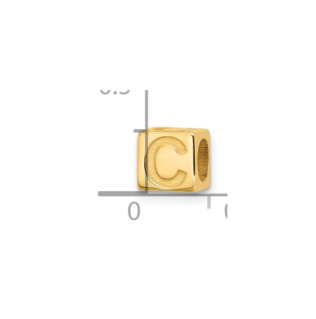 14K Yellow Gold Alphabet Bead Letter