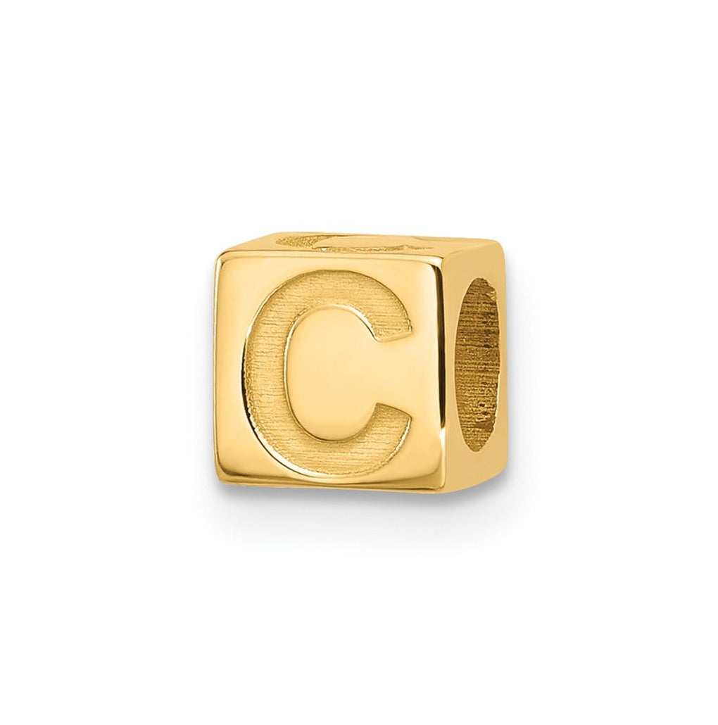 14K Yellow Gold Alphabet Bead Letter