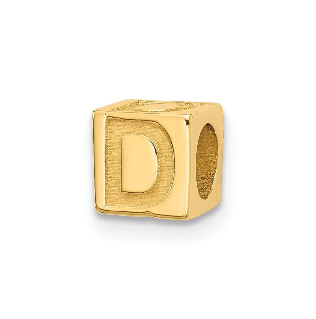 14K Yellow Gold Alphabet Bead Letter