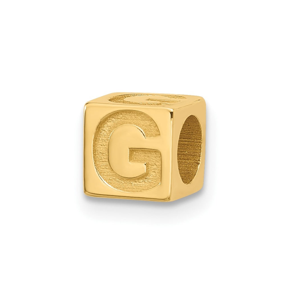14K Yellow Gold Alphabet Bead Letter