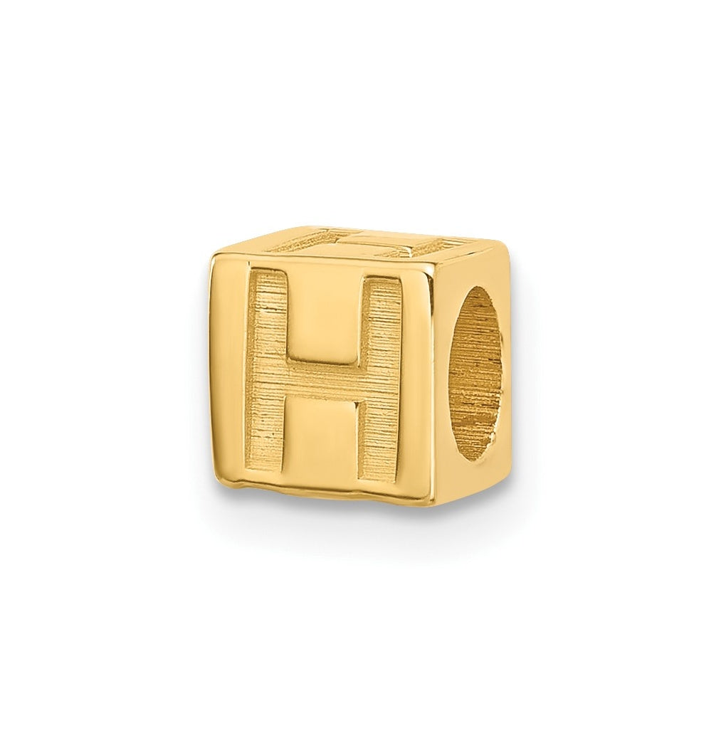 14K Yellow Gold Alphabet Bead Letter