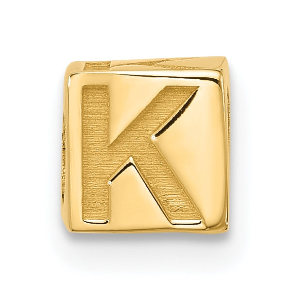 14K Yellow Gold Alphabet Bead Letter