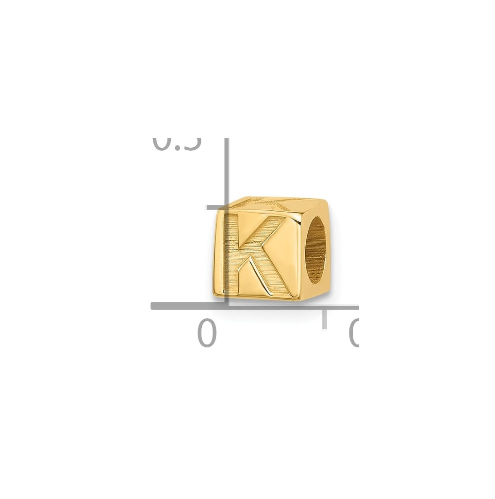 14K Yellow Gold Alphabet Bead Letter