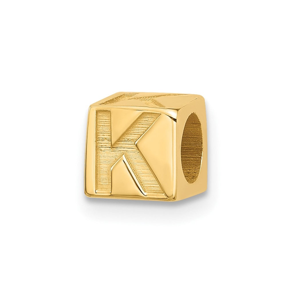 14K Yellow Gold Alphabet Bead Letter