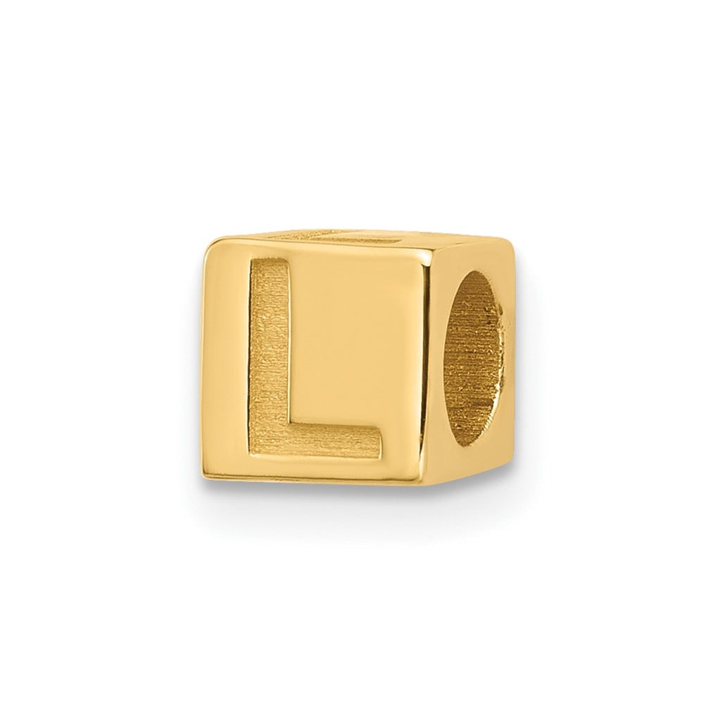14K Yellow Gold Alphabet Bead Letter