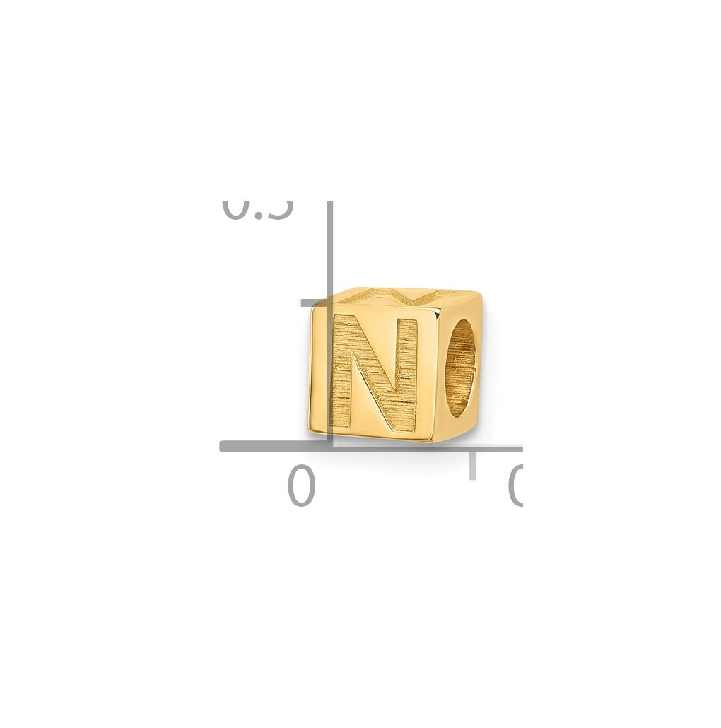14K Yellow Gold Alphabet Bead Letter