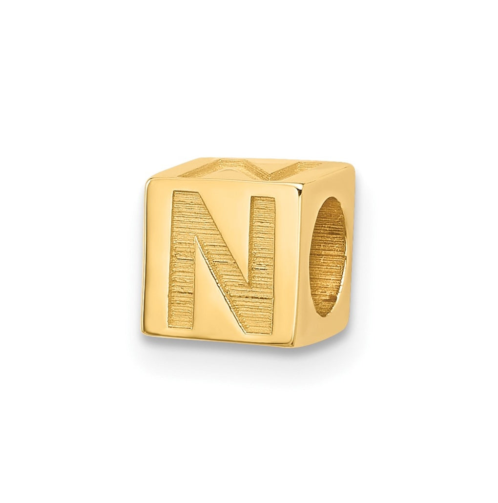14K Yellow Gold Alphabet Bead Letter