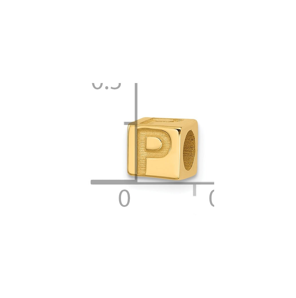 14K Yellow Gold Alphabet Bead Letter