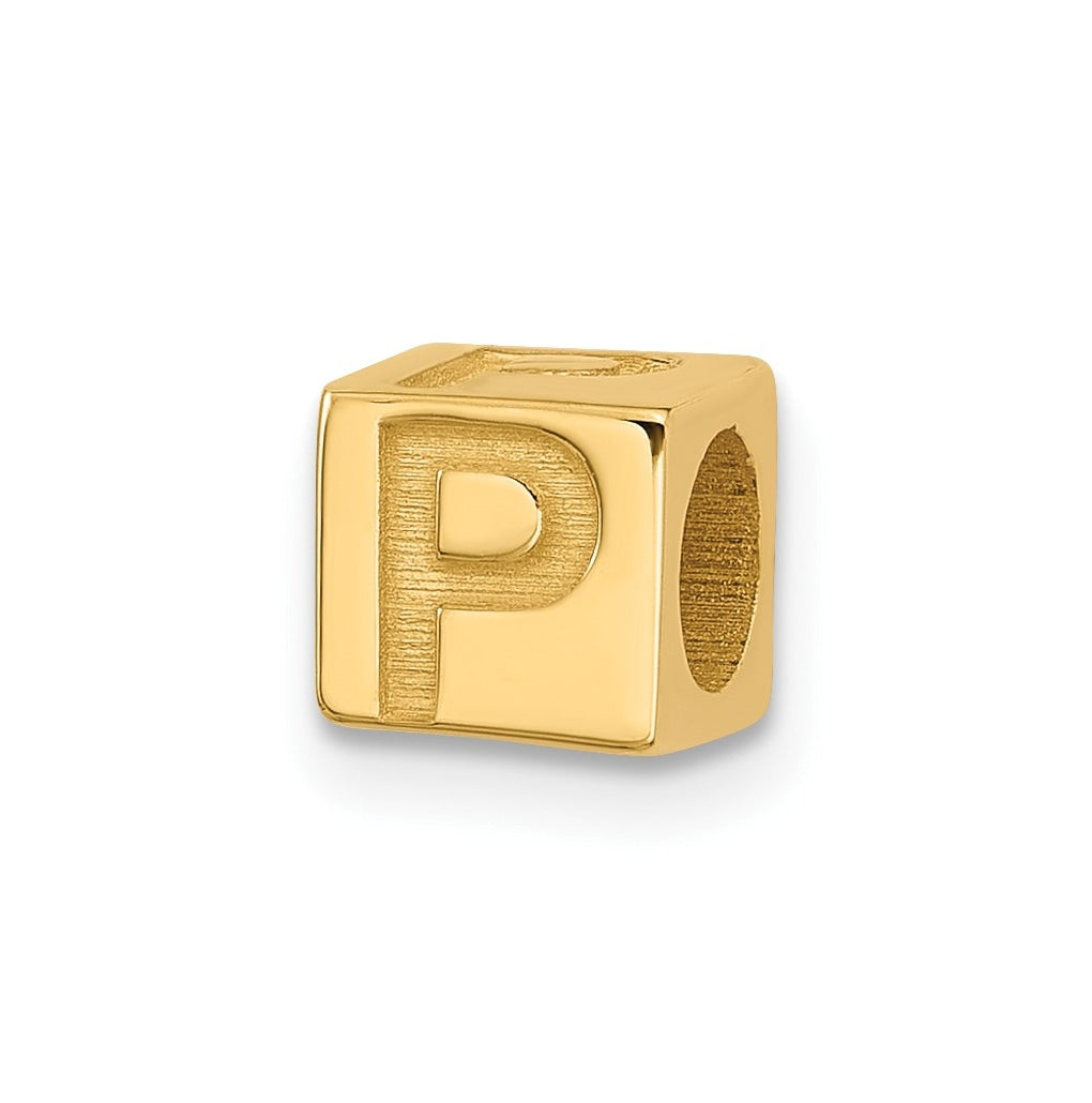 14K Yellow Gold Alphabet Bead Letter