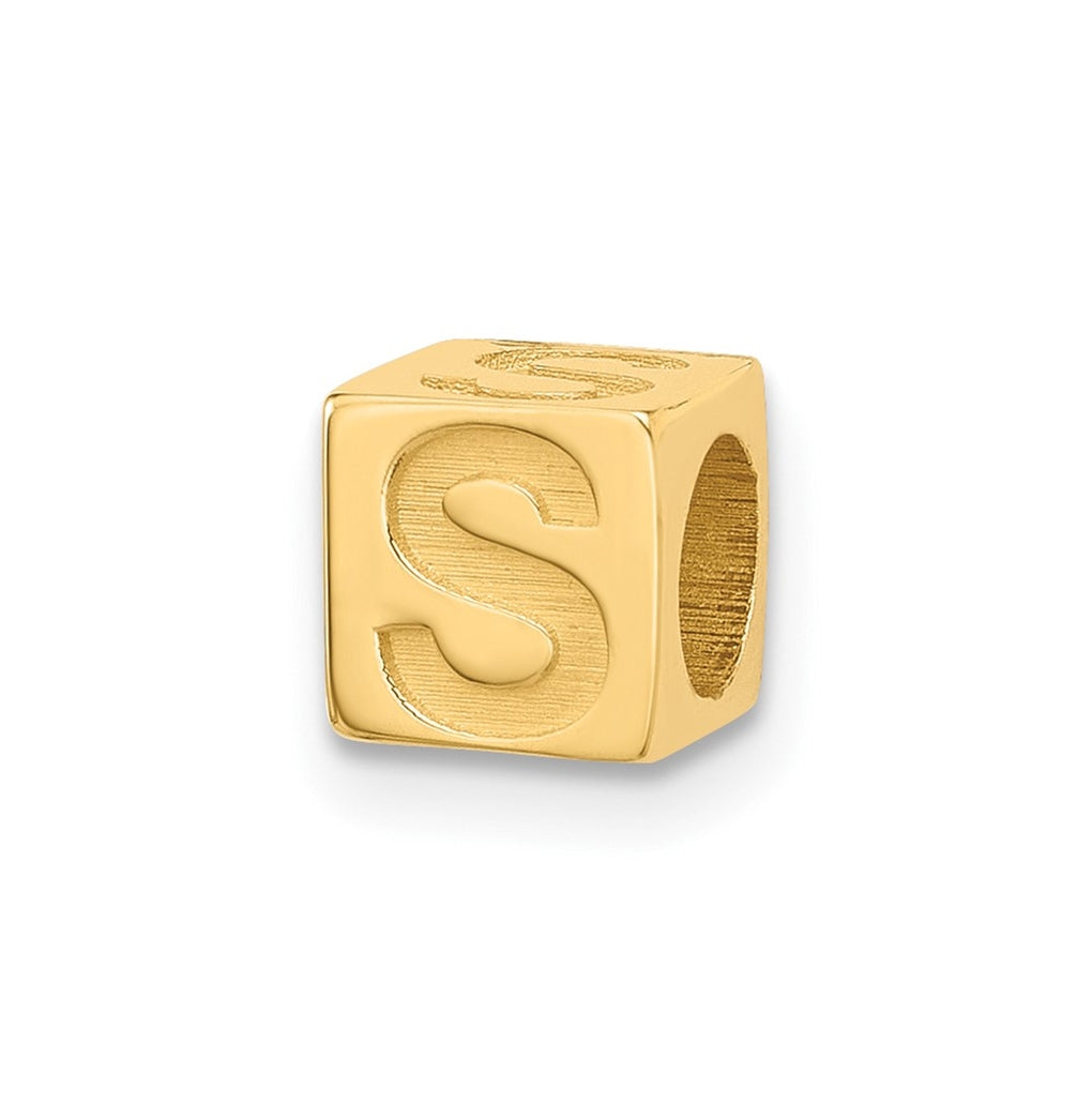14K Yellow Gold Alphabet Bead Letter