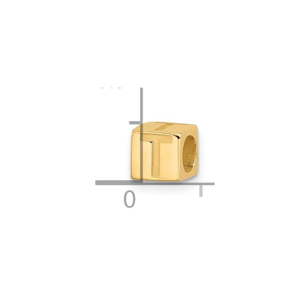 14K Yellow Gold Alphabet Bead Letter